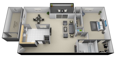 1 bedroom 1 bathroom with den 3D at Painters Mill Apartments, Randallstown, Maryland, 21117